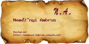 Neményi Ambrus névjegykártya